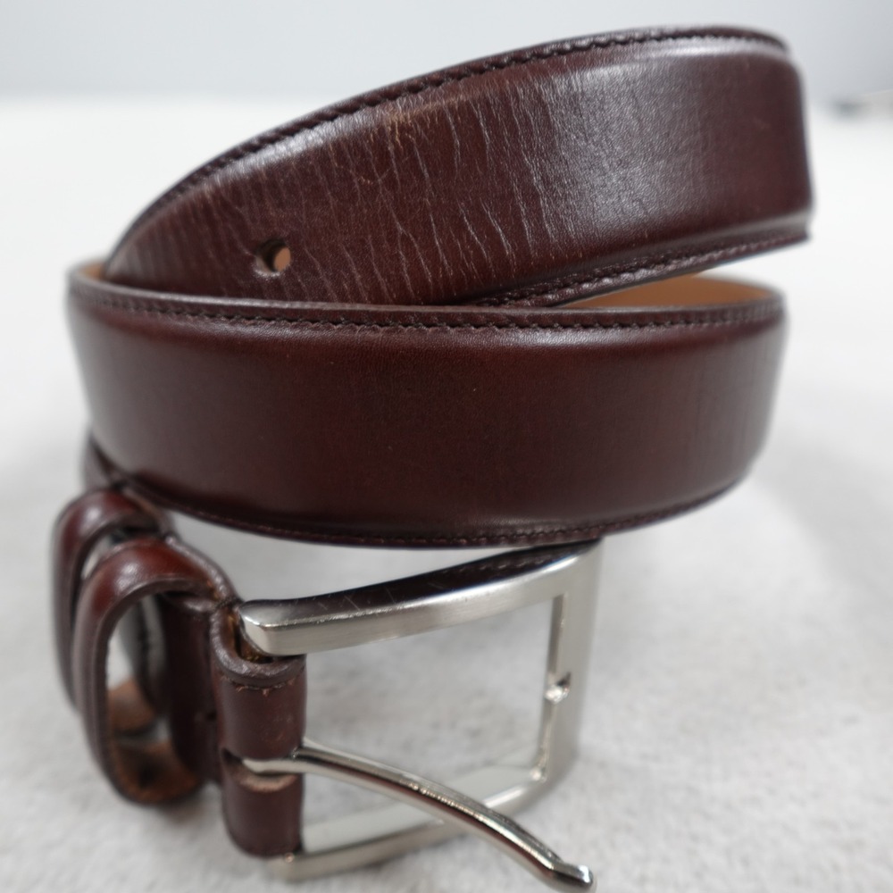 Allen Edmonds Italian Calfskin Leather Belt Mens 40 Brown Buckle Designer USA